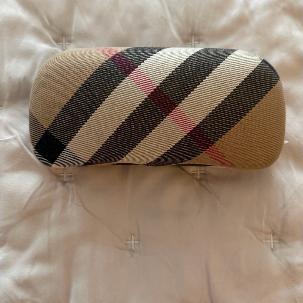 Burberry Beige and Black Checkered Hard Shell Glasses Case